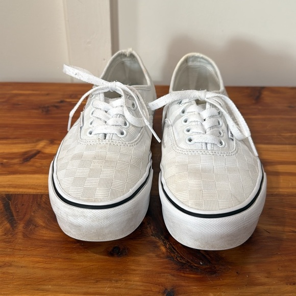 Vans Authentic Platform Tonal Check True White Sneakers - Picture 5 of 8